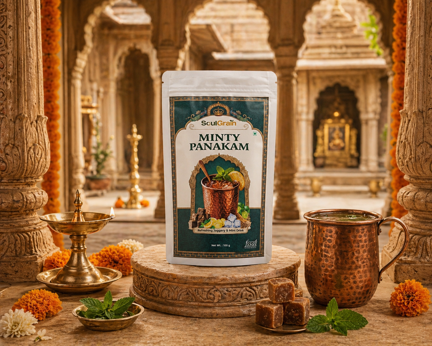 MINTY PANAKAM — Ayurvedic  Mint Jaggery Cooling Drink Mix (100g)